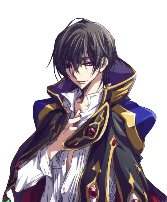 Ảnh trai anime Lelouch Lamperouge với phong cách quý tộc đầy cuốn hút.