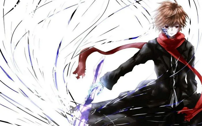 Chàng trai anime chiến đấu với khăn quàng cổ đỏ