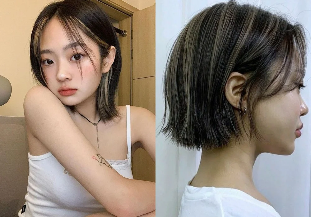 Tóc ngắn nhuộm highlight nổi bật