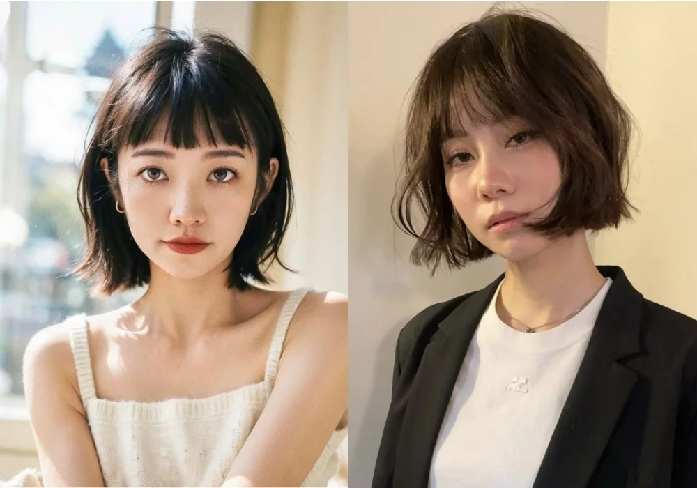 Tóc ngắn chạm vai uốn vểnh