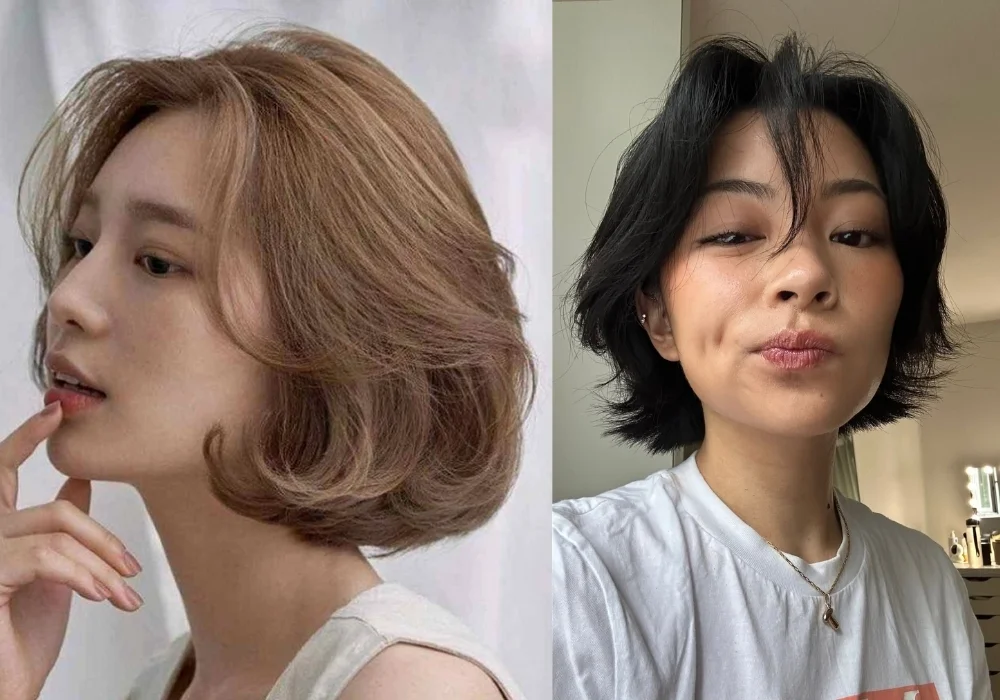 Tóc ngắn uốn xoăn đuôi Hàn Quốc