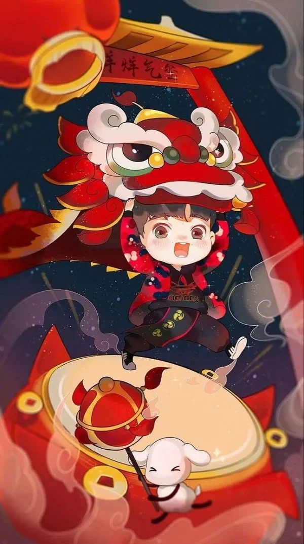 Hình ảnh Tết đáng yêu, mang không khí lễ hội.