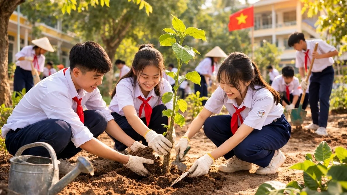 Hình ảnh trồng cây của học sinh - 7