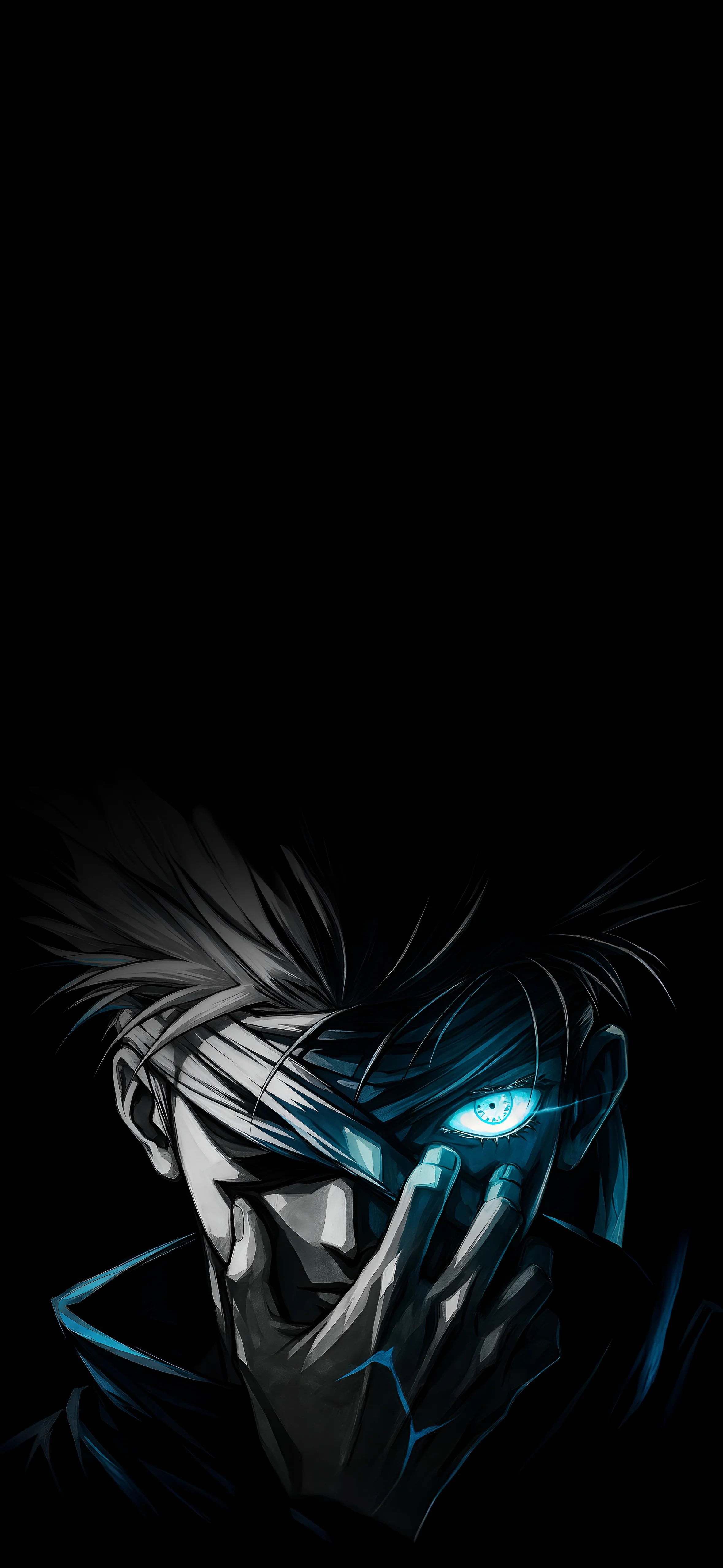 Hình Nền 4K Gojo Satoru Mắt Phát Sáng Tối | 2358x5112 | Wallpaper Alchemy