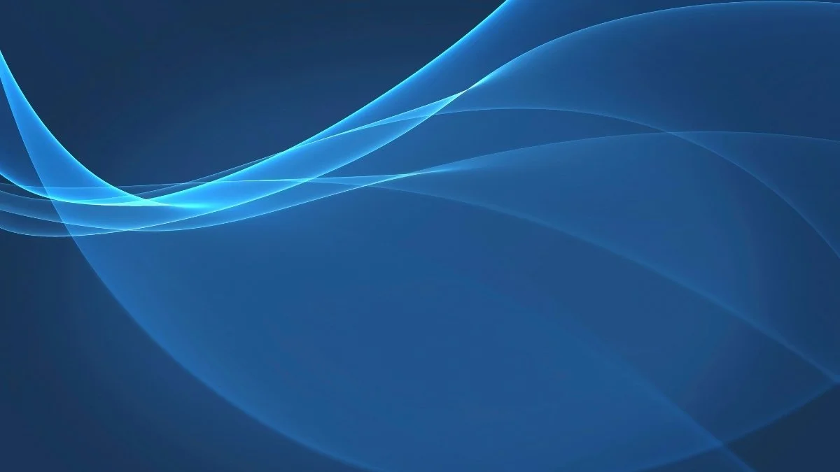 Nền PowerPoint đẹp màu xanh dương với các dải sóng ánh sáng trừu tượng mềm mại