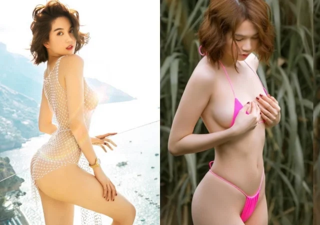 Người mẫu bikini siêu mỏng tạo dáng quyến rũ ngoài trời