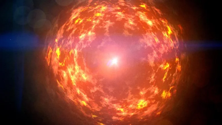 Quả cầu plasma đỏ cam phát sáng trong vũ trụ