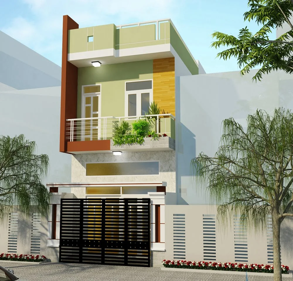 mẫu nhà ống 2 tầng đơn giản thiết kế hiện đại 14