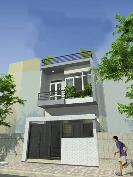mẫu nhà ống 2 tầng đơn giản thiết kế hiện đại 12
