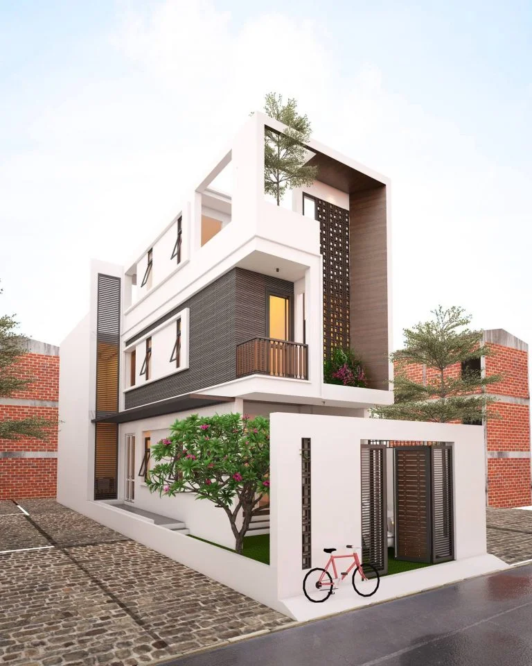 mẫu nhà ống 2 tầng đơn giản thiết kế hiện đại 10