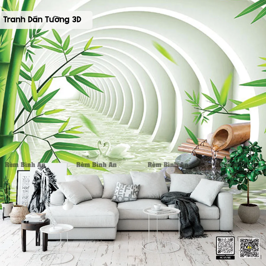 Tranh 3D Bình An: Dán Tường Phòng Khách, Phòng Ngủ