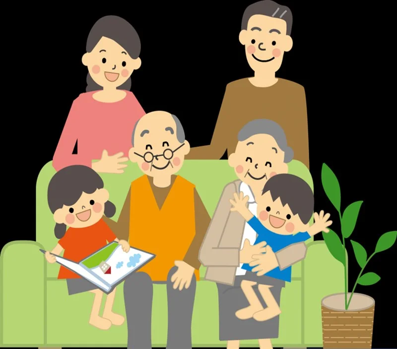 Gia đình nhiều thế hệ đang đọc sách cùng nhau