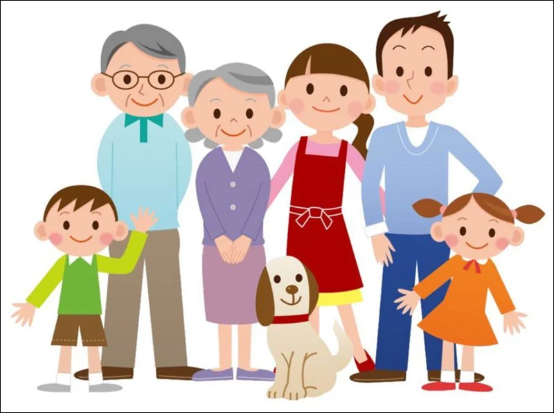 Chân dung đại gia đình cùng thú cưng trong chủ đề hình ảnh gia đình