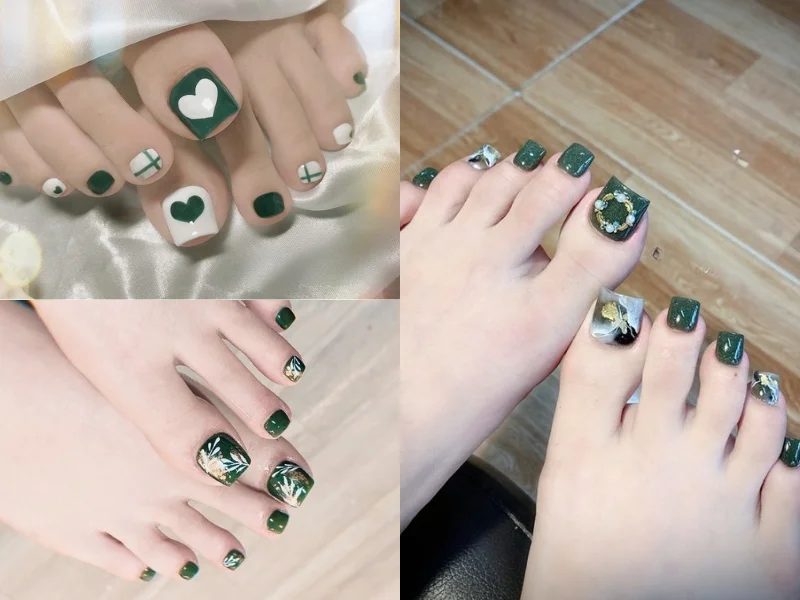 Gợi ý 20+ mẫu móng chân màu xanh tươi mát, cá tính