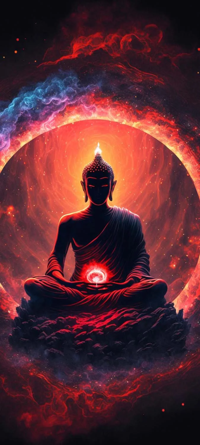 Hình nền Phật ngồi thiền trong vũ trụ