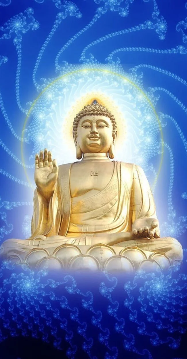 Hình nền Phật tỏa hào quang xanh