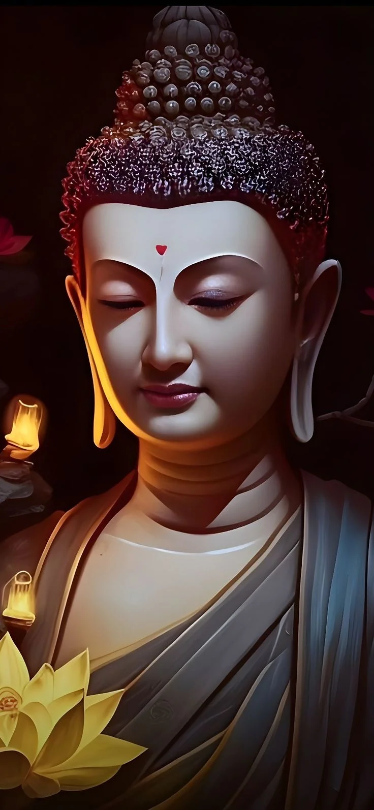 Hình nền Phật nghệ thuật cùng hoa sen