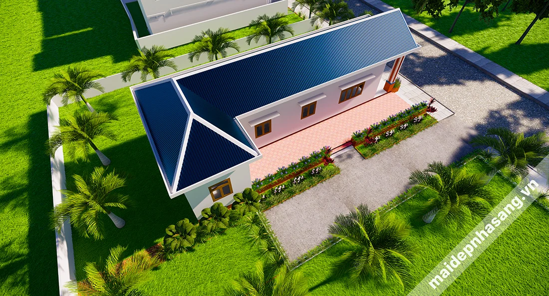 Mẫu nhà cấp 4 chữ L khá đẹp